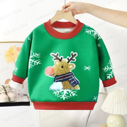 Toddler Fleece Christmas Crewneck Sweatshirt - Green Deer - 10-11T - image 9