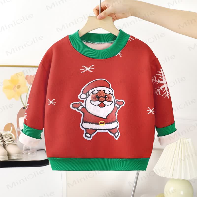 Toddler Fleece Christmas Crewneck Sweatshirt - Red Santa - 10-11T - image 4