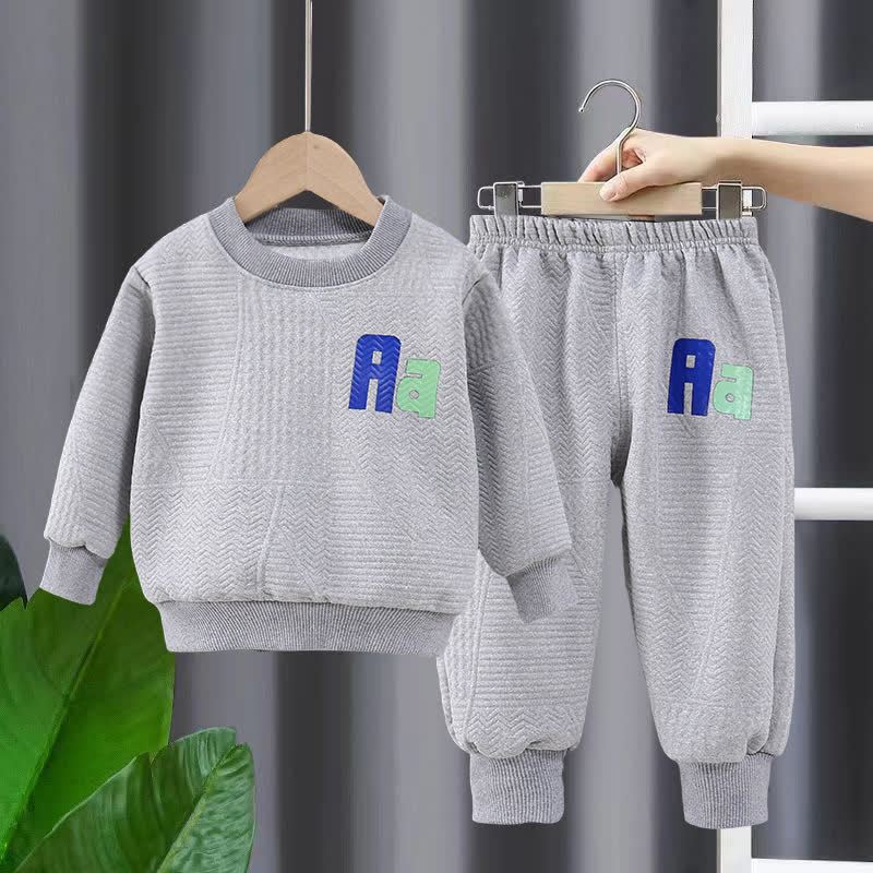 AA Toddler Cozy Sweatshirt and Jogger 2-piece Set - Gray - 6-7T - image 4