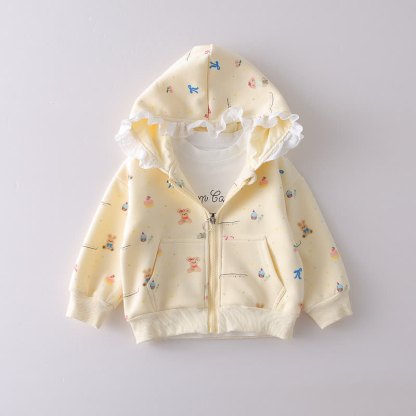 Toddler Bunny Print Zip Hooded Casual 3-piece Set - image 6