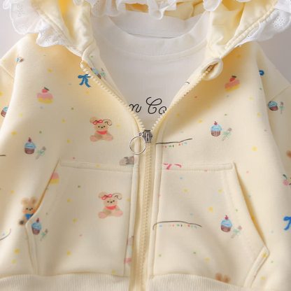 Toddler Bunny Print Zip Hooded Casual 3-piece Set - image 8