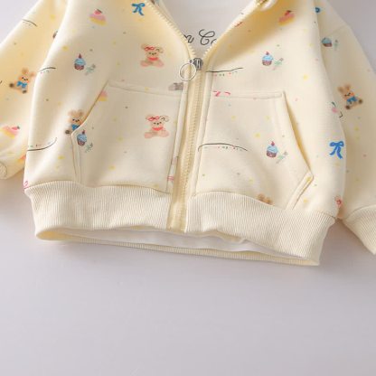 Toddler Bunny Print Zip Hooded Casual 3-piece Set - image 9