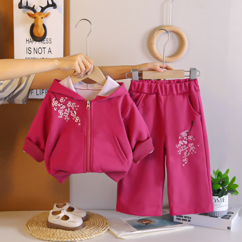 Toddler Floral Embroidered Fleece Hoodie and Pants 2-piece Set - Fuchsia - 4-5T - image 4