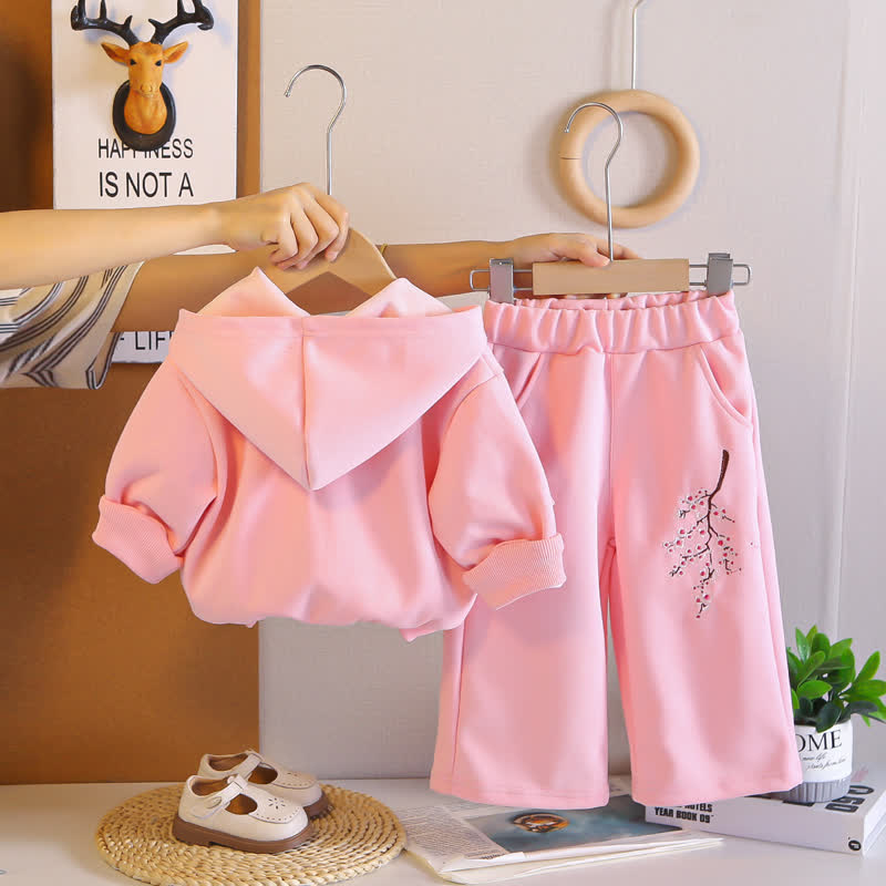 Toddler Floral Embroidered Fleece Hoodie and Pants 2-piece Set - image 5