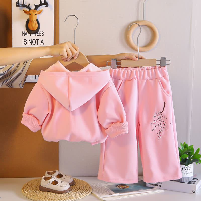 Toddler Floral Embroidered Fleece Hoodie and Pants 2-piece Set - image 5