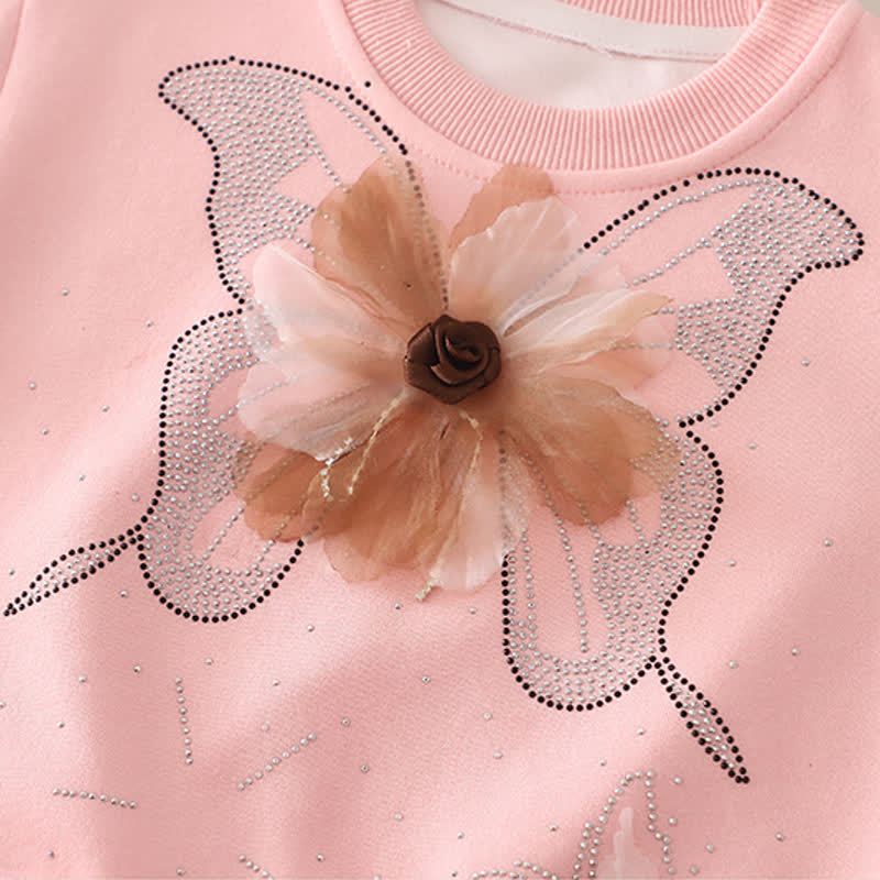 Toddler Girl Butterfly Flower Sweatshirt and Jeans 2-piece Set - image 8