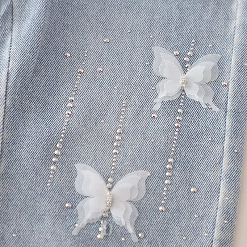 Toddler Girl Butterfly Flower Sweatshirt and Jeans 2-piece Set - image 14