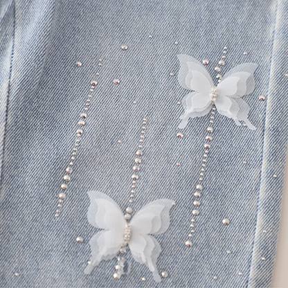 Toddler Girl Butterfly Flower Sweatshirt and Jeans 2-piece Set - image 14