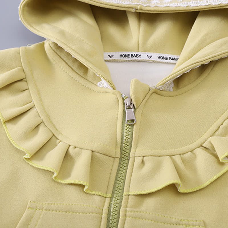 Toddler Baby Girl Ruffle Lace Zip Hoodie and Jogger 2-piece Set - image 5