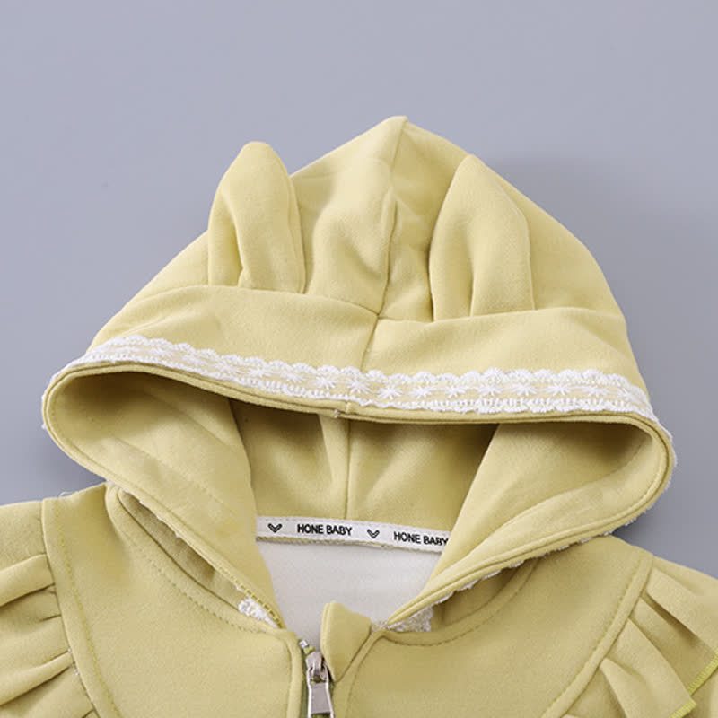 Toddler Baby Girl Ruffle Lace Zip Hoodie and Jogger 2-piece Set - image 4
