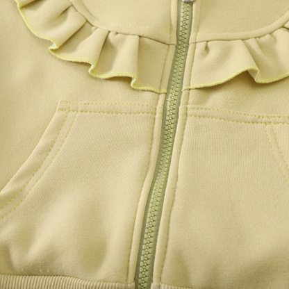 Toddler Baby Girl Ruffle Lace Zip Hoodie and Jogger 2-piece Set - image 6