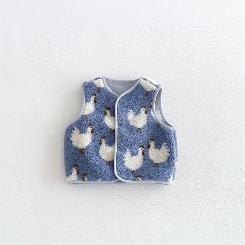 Baby Toddler Animal Sherpa Vest or Long Sleeve Top - Blue - 4-5T - image 2