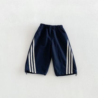 Baby Toddler Contrast Stripe Drawstring Pants or Raglan Top - Navy - 6-7T - image 3