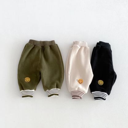 Baby Toddler Cozy Smiley Patch Elastic Waist Pants - image 1