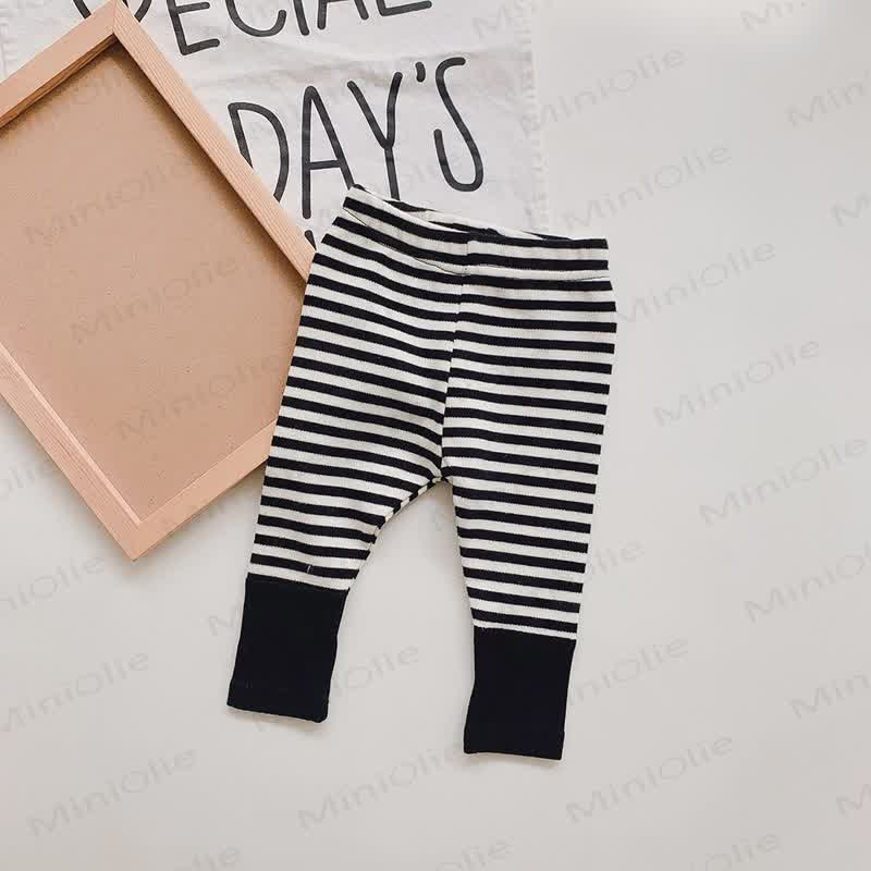 Baby Striped Cuff Leggings - Black - 2-3T - image 2