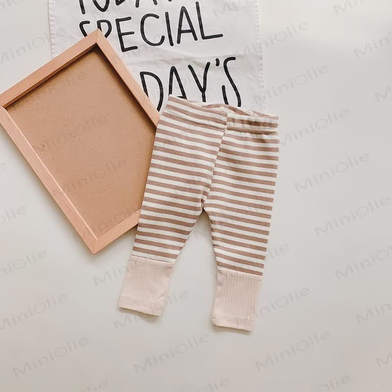 Baby Striped Cuff Leggings - Beige - 2-3T - image 5