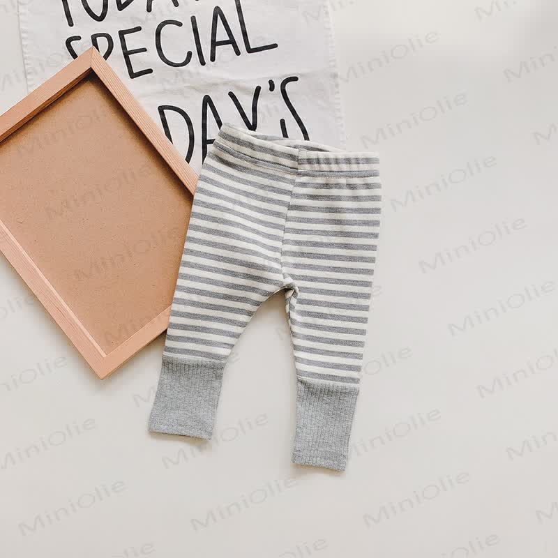 Baby Striped Cuff Leggings - Light Gray - 2-3T - image 6