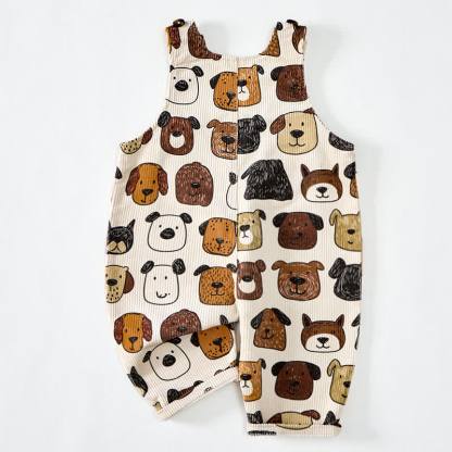 Baby Toddler Cartoon Dog Print Beige Overalls - image 3