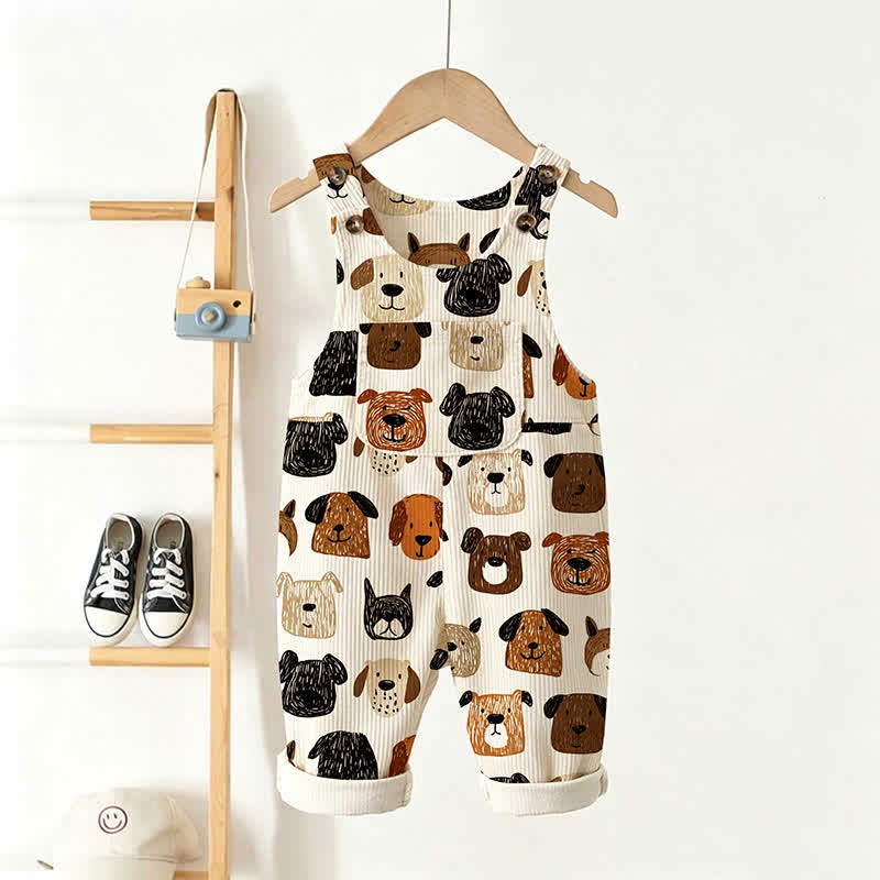 Baby Toddler Cartoon Dog Print Beige Overalls - image 2