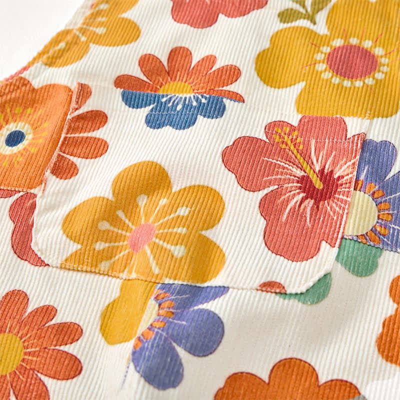 Baby Toddler Colorful Flower Print Beige Overalls - image 8