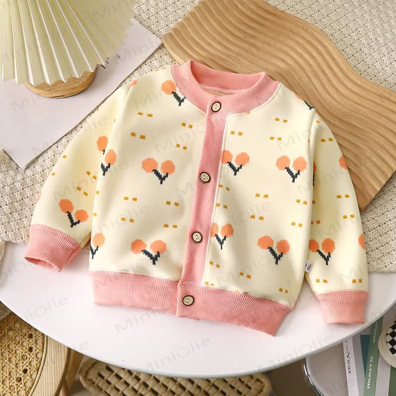 Toddler Playful Pattern Cardigan Sweater Outerwear - Pink Cherry - 8-9T - image 3