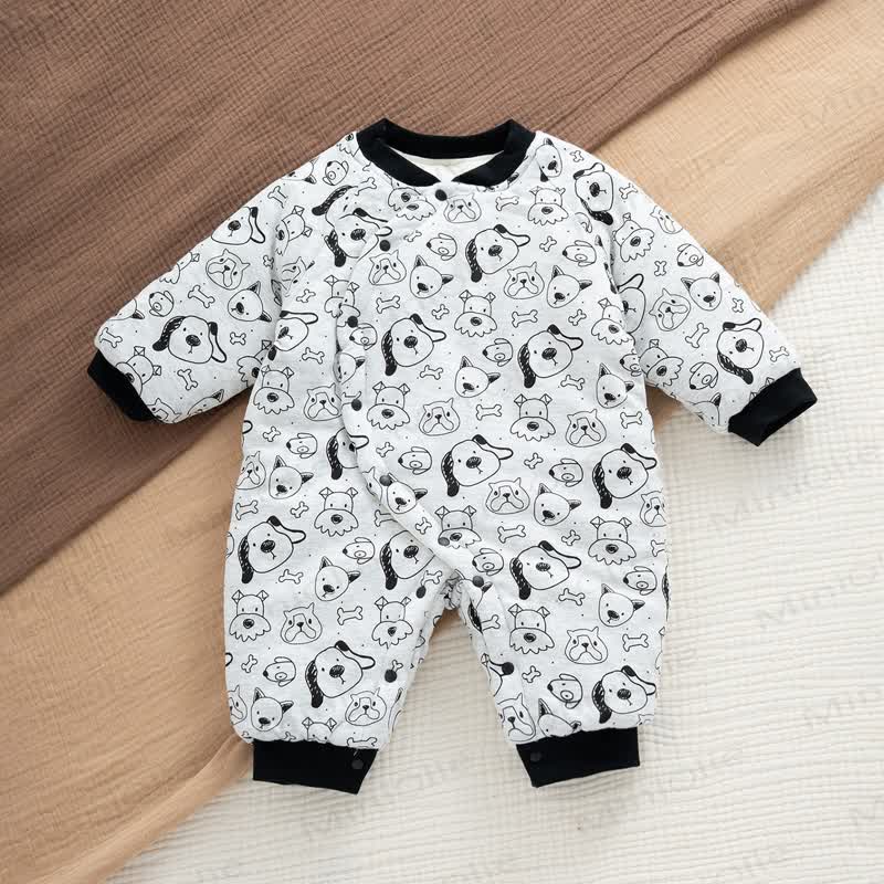 Baby Quilted Cotton Spring Romper - Grey Dog - Free Size - image 13