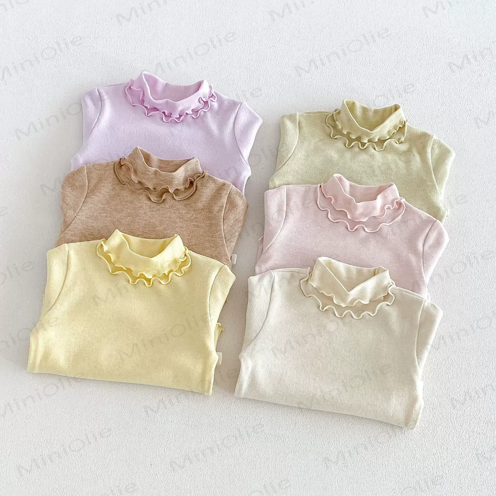 Baby Toddler Girl Soft Pastel Ruffle Collar T-Shirt - image 1