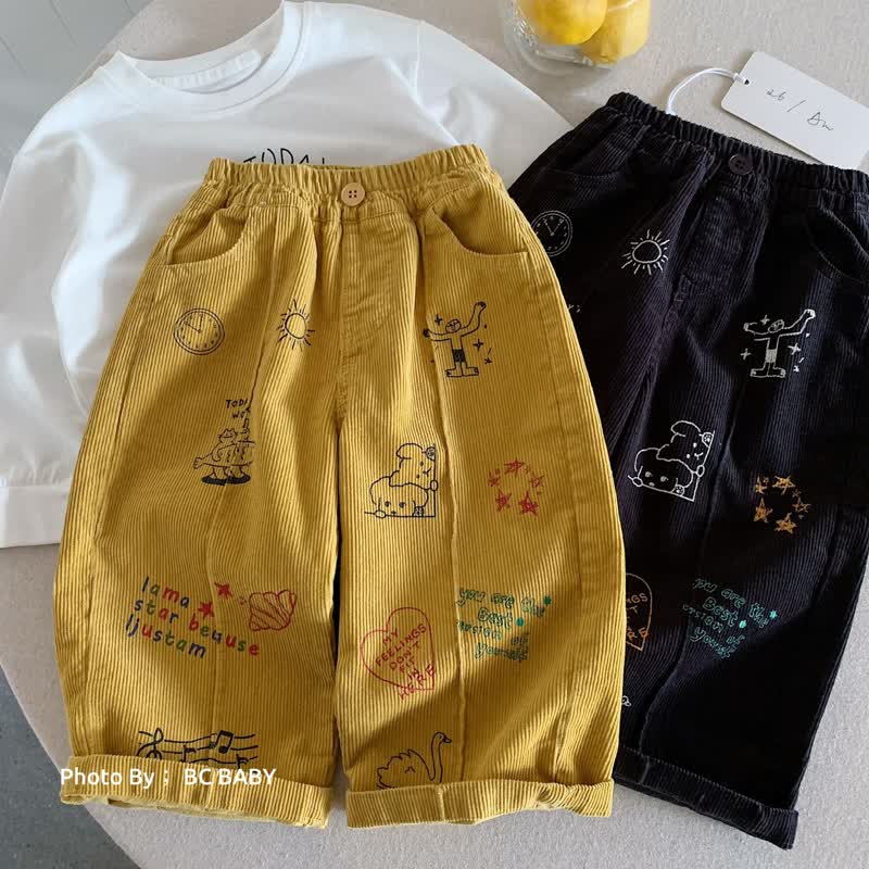 Toddler Doodle Print Corduroy Straight Leg Pants - image 1