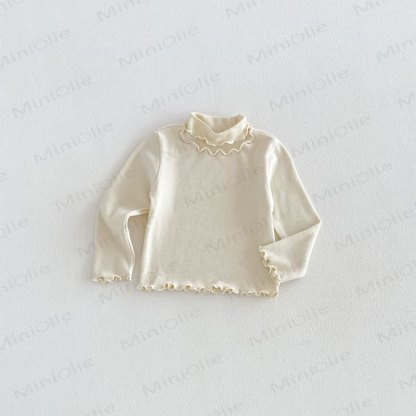 Baby Toddler Girl Soft Pastel Ruffle Collar T-Shirt - Beige - 6-7T - image 5