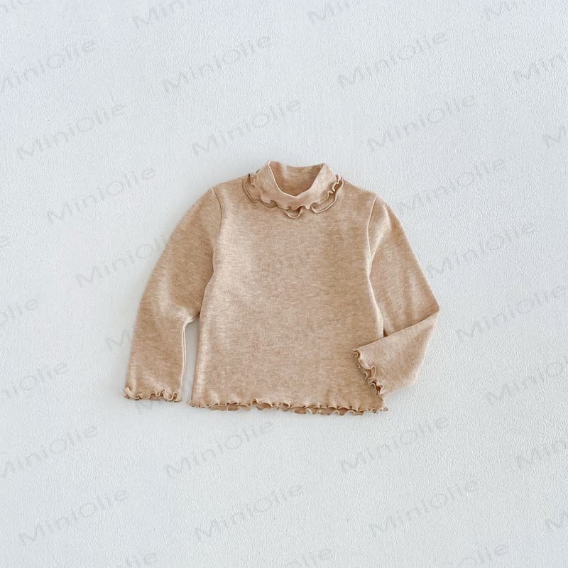 Baby Toddler Girl Soft Pastel Ruffle Collar T-Shirt - Brown - 6-7T - image 8
