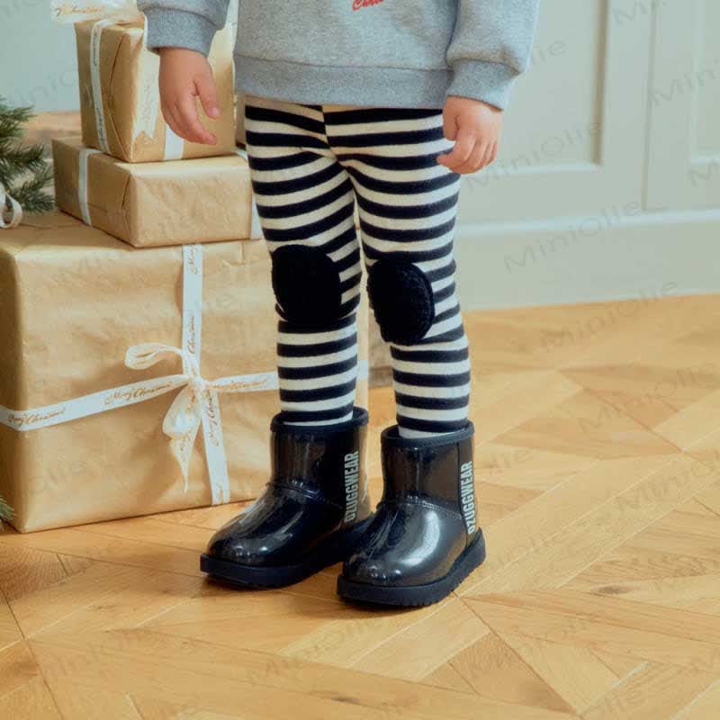 Baby Toddler Girl Striped Knee Leggings - Black - 4-5T - image 2