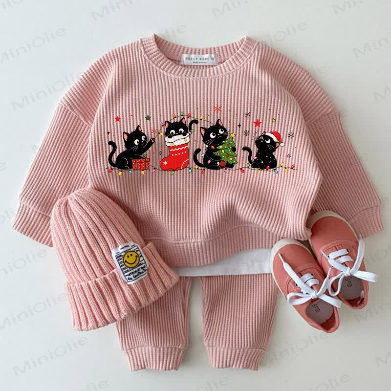 Baby Christmas Cats Pink 2-piece Set - Pink - 2-3T - image 1