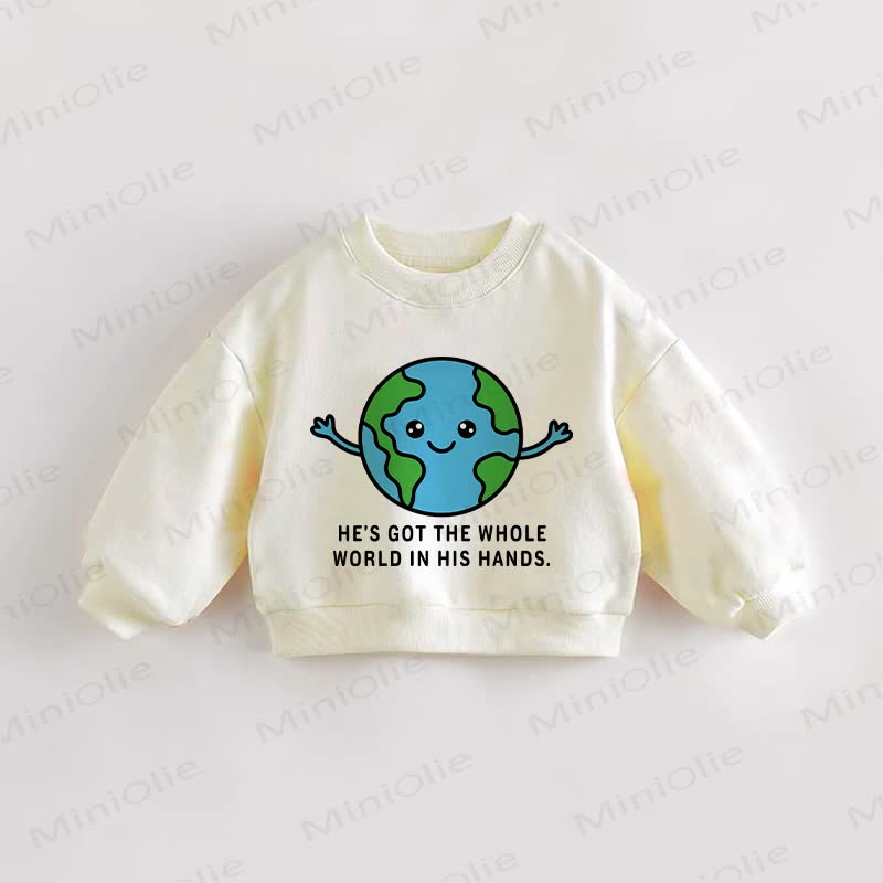 HE'S GOT THE WHOLE WORLD IN HIS HANDS Baby Toddler The Earth Cream Sweatshirt - Cream - 3-5T - image 1