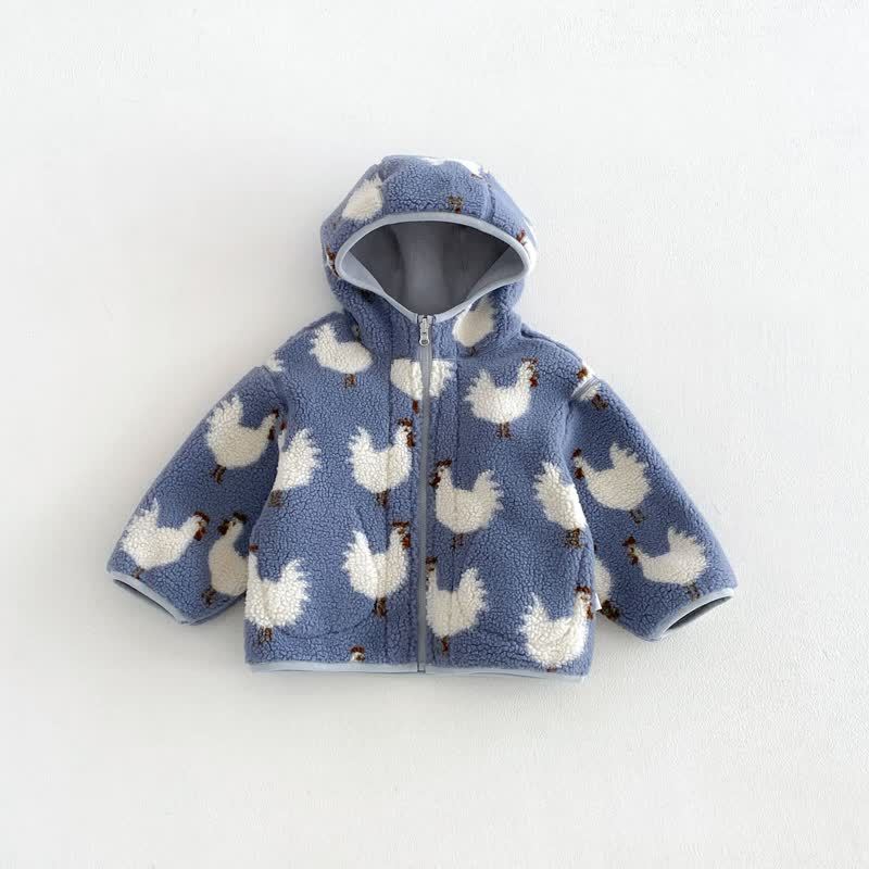 Baby Toddler Cozy Fleece Hooded Jacket or Jeans - Blue - 4-5T - image 2