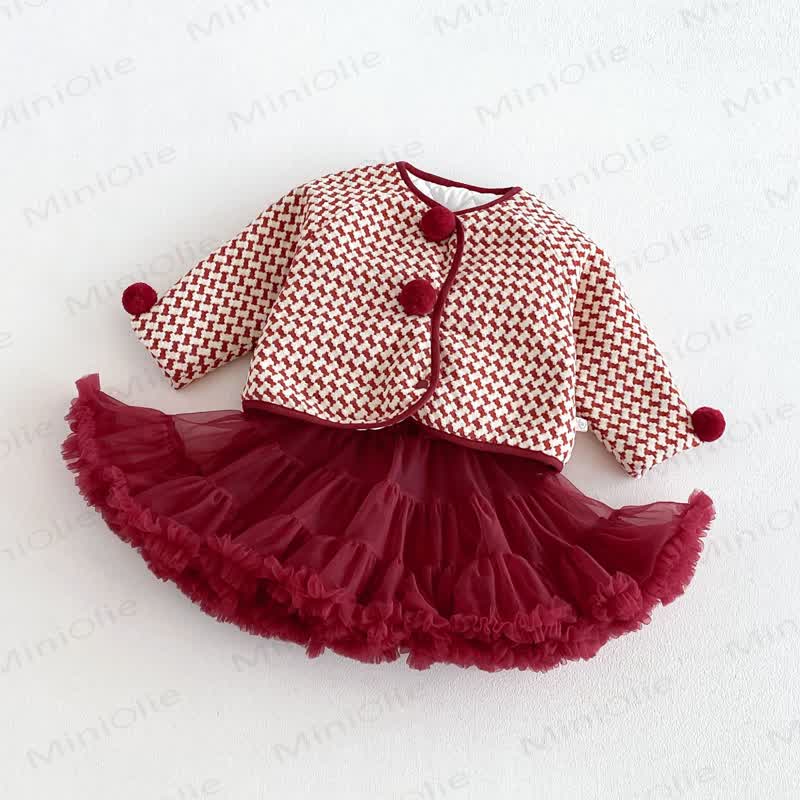  Baby Toddler Girl Red Plaid Outerwear Or Red Gauze Dress - image 6