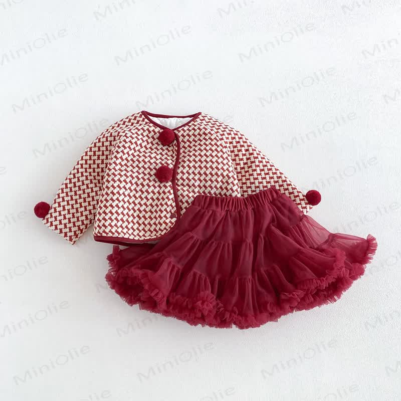  Baby Toddler Girl Red Plaid Outerwear Or Red Gauze Dress - image 7