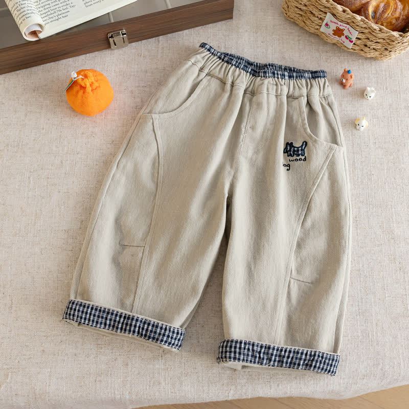 Toddler Casual Check Trim Pants - Beige - 6-7T - image 2