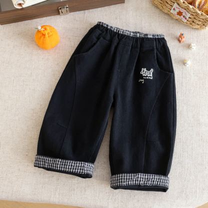 Toddler Casual Check Trim Pants - Black - 6-7T - image 3