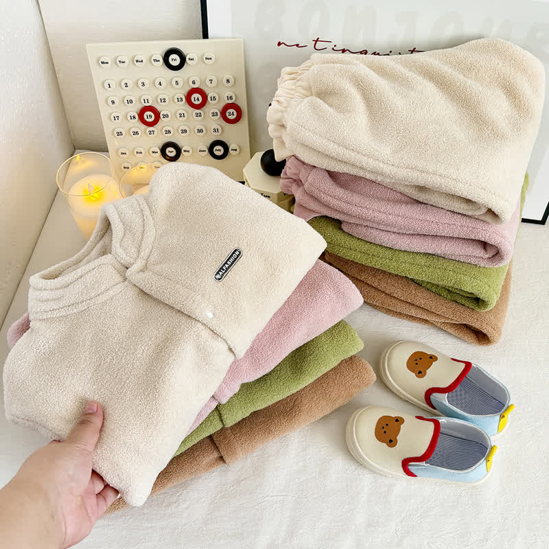 Toddler Cozy Fleece Button Jacket and Pants Set - image 1