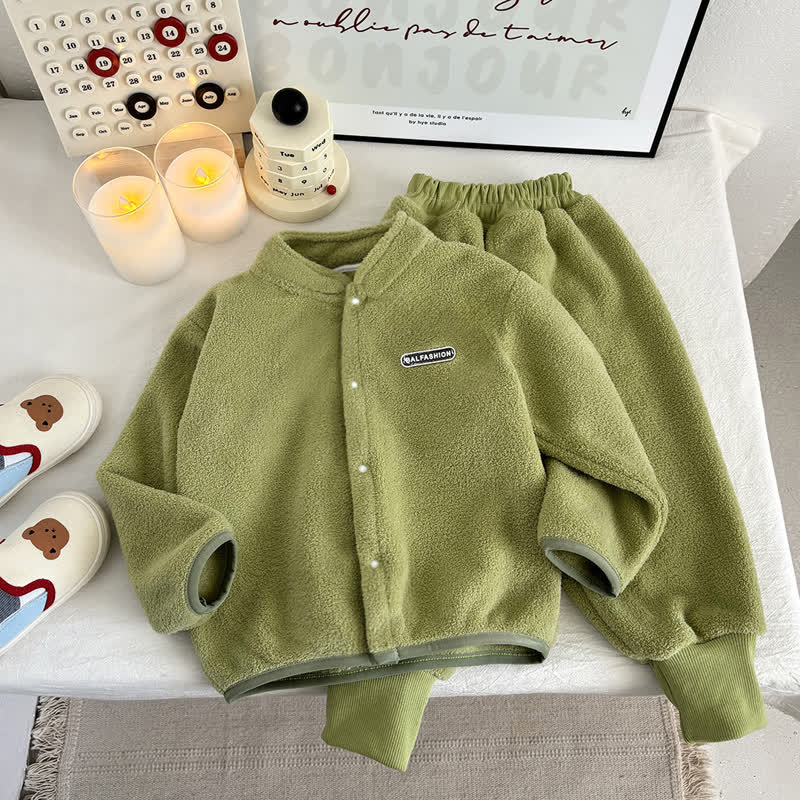 Toddler Cozy Fleece Button Jacket and Pants Set - Green - 8-9T - image 5