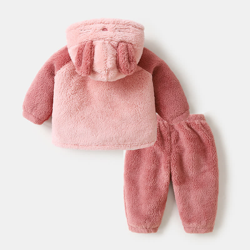 Baby Plush Animal Hooded Jacket and Pants 2-piece Pyjama Set - image 4