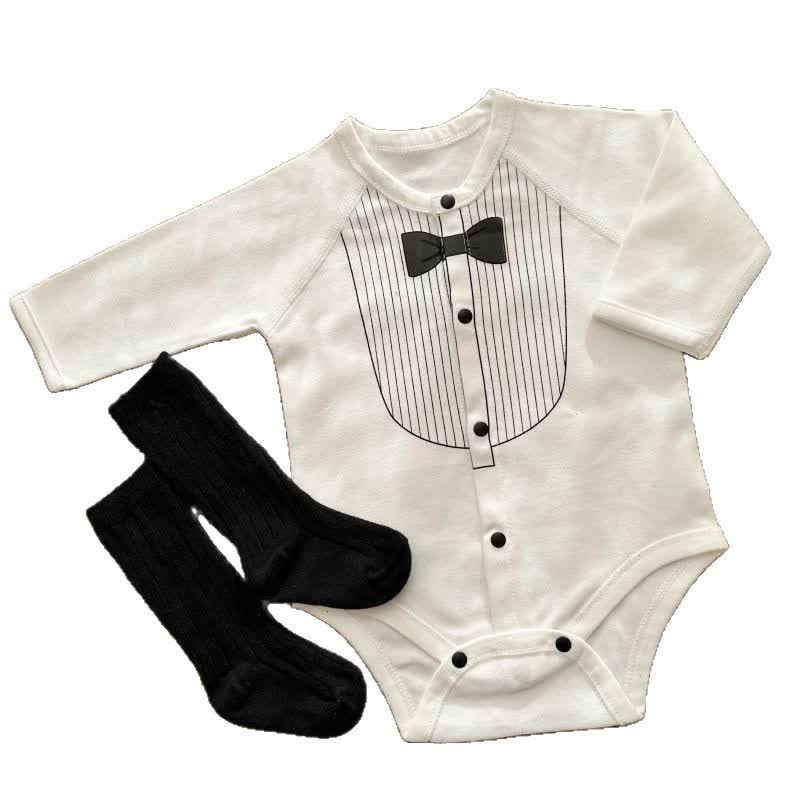 Baby Boy Classic Tuxedo Striped Bow Tie Bodysuit - image 6