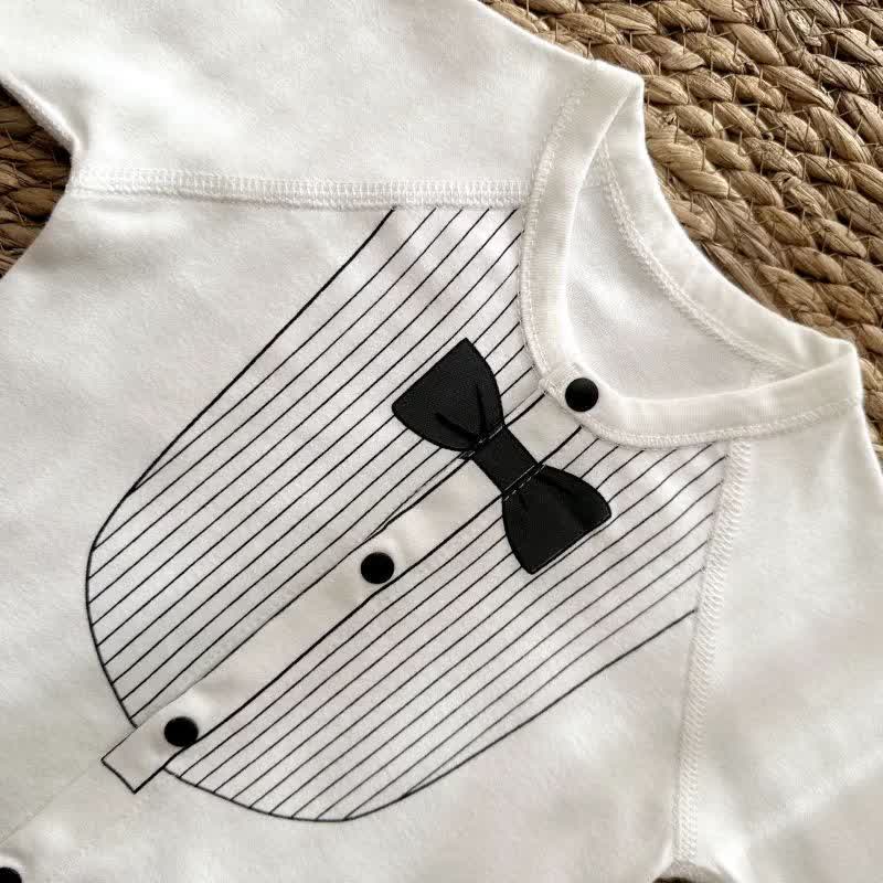 Baby Boy Classic Tuxedo Striped Bow Tie Bodysuit - image 4