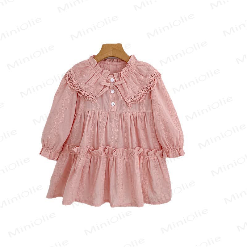 Toddler Girl Bow Lace Collar Long Sleeve Dress - image 3