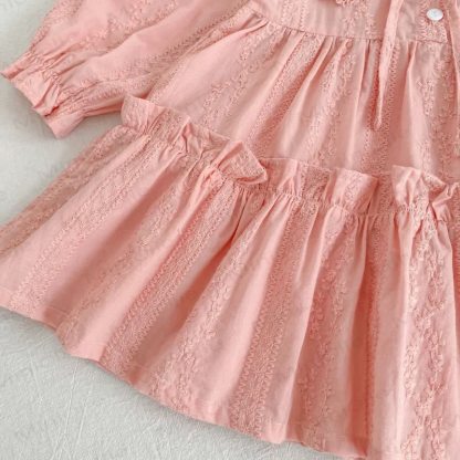 Toddler Girl Bow Lace Collar Long Sleeve Dress - image 5