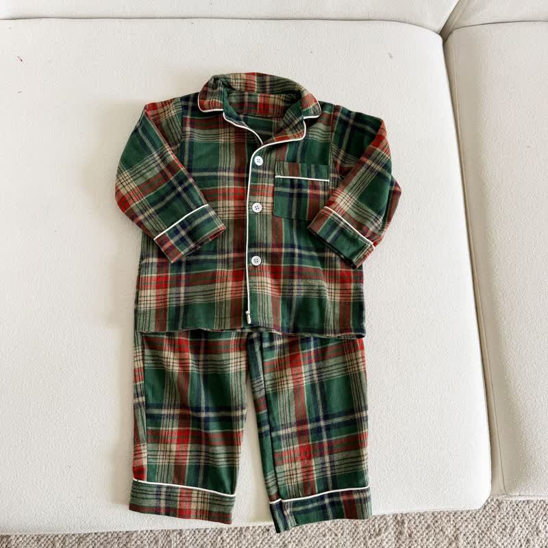 Toddler Cozy Classic Plaid Pajama Set or Dress - Green Set - 10-11T - image 3