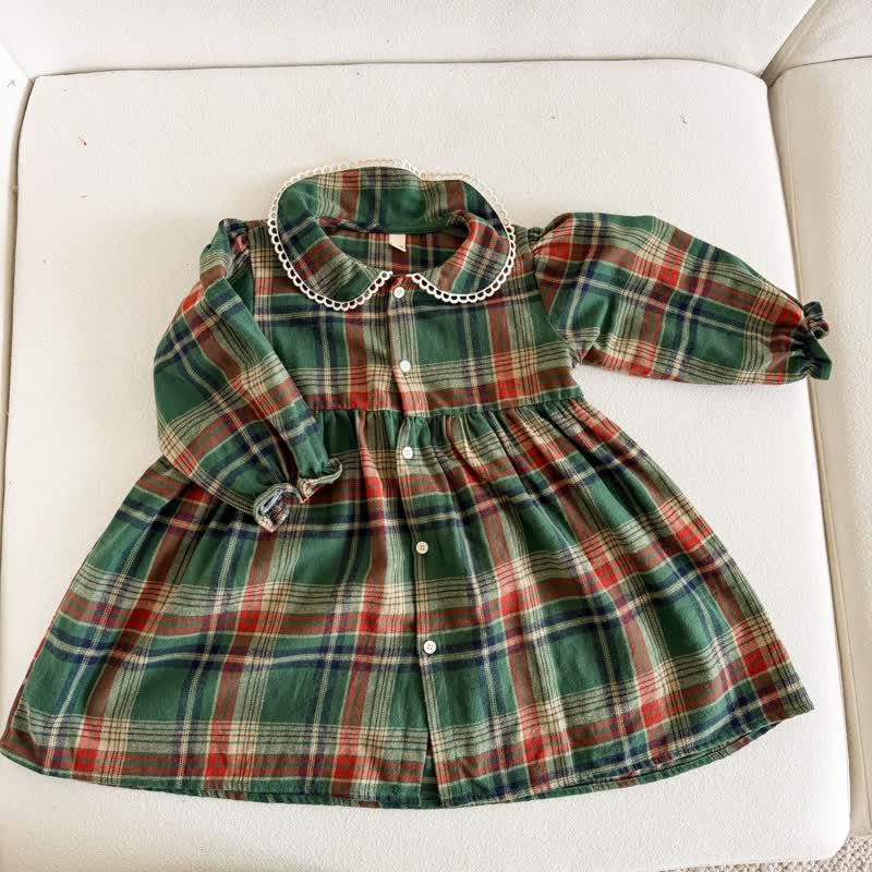 Toddler Cozy Classic Plaid Pajama Set or Dress - Green Dress - 10-11T - image 5