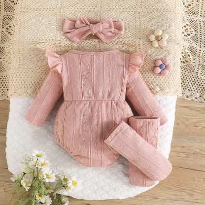 Baby Flower Bodysuit Headband Socks - image 12