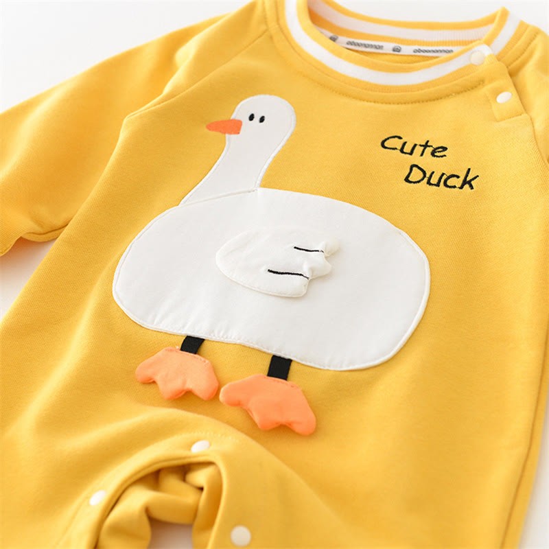  CUTE DUCK Baby Yellow Sweatshirt Romper - image 10