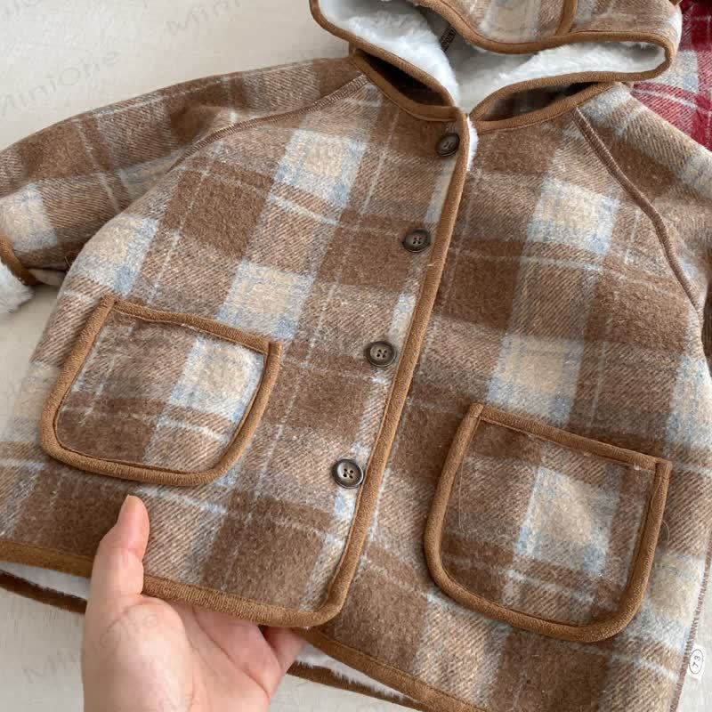 Baby Toddle Girls Checkered Hoodie Fleece Outerwear - image 6